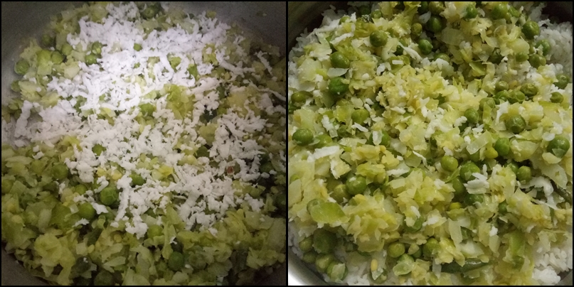 Cabbage peas rice
